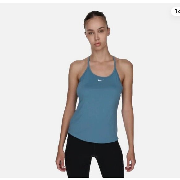 NWT Nike Dri-Fit One Elastika Tank Top in Blue, Size Large - Picture 1 of 14